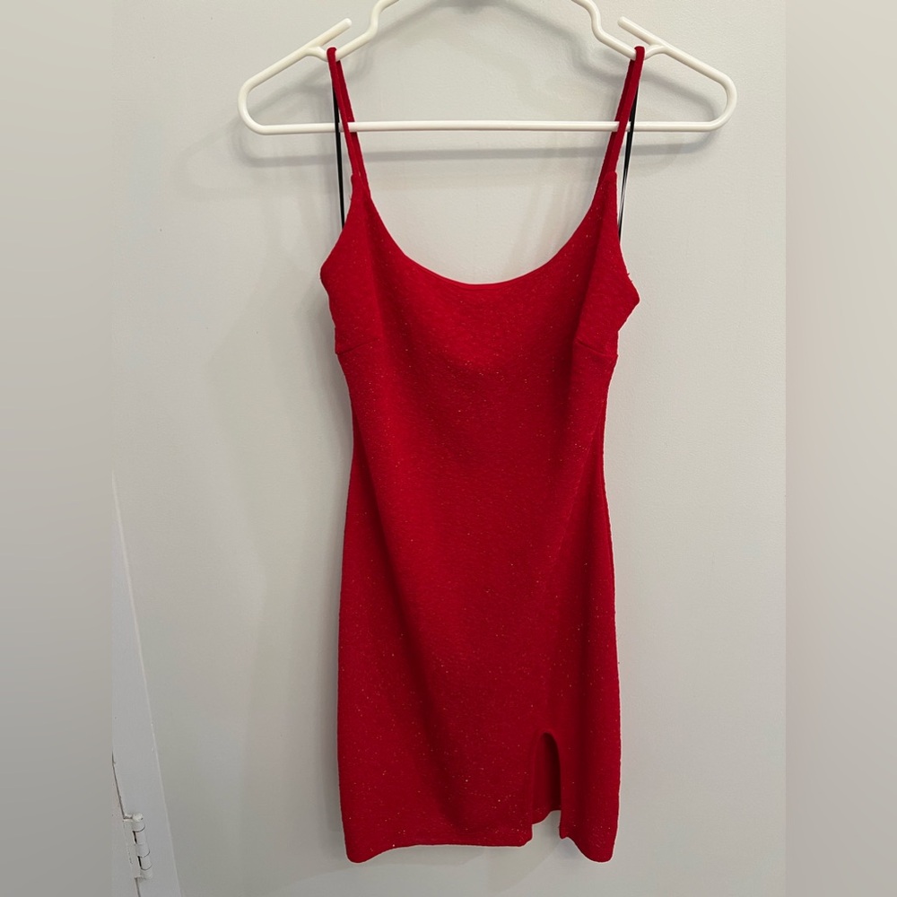 Windsor Shine Through Red Glitter Mini Dress Size Large Sparkly Short Dress L - Picture 4 of 9